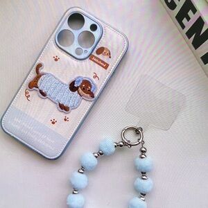 Dachshund Dog iPhone Case with Blue Beaded Strap